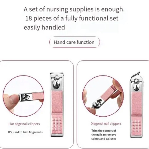 18pcs Nail Clippers Rose Gold Exfoliating Stainless Steel Set - Picture 3 of 8